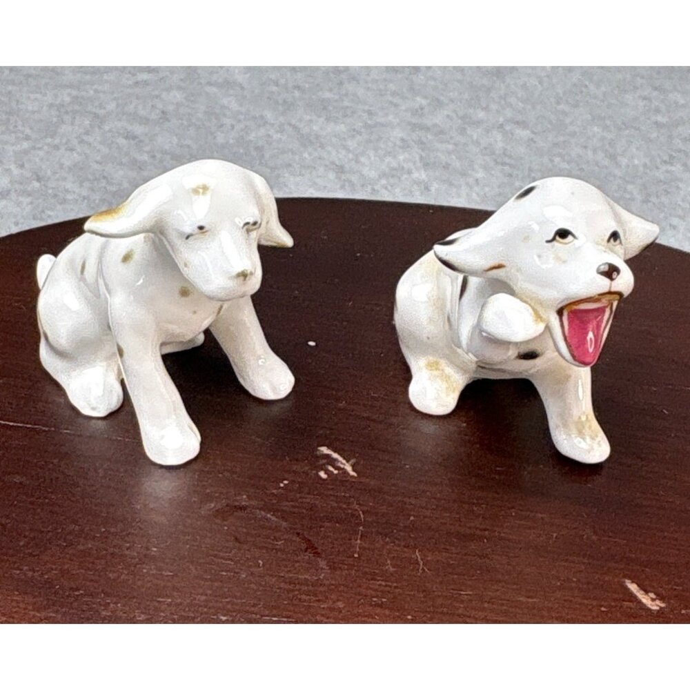 Vintage Bone China Dalmatian Puppy Figurines Set